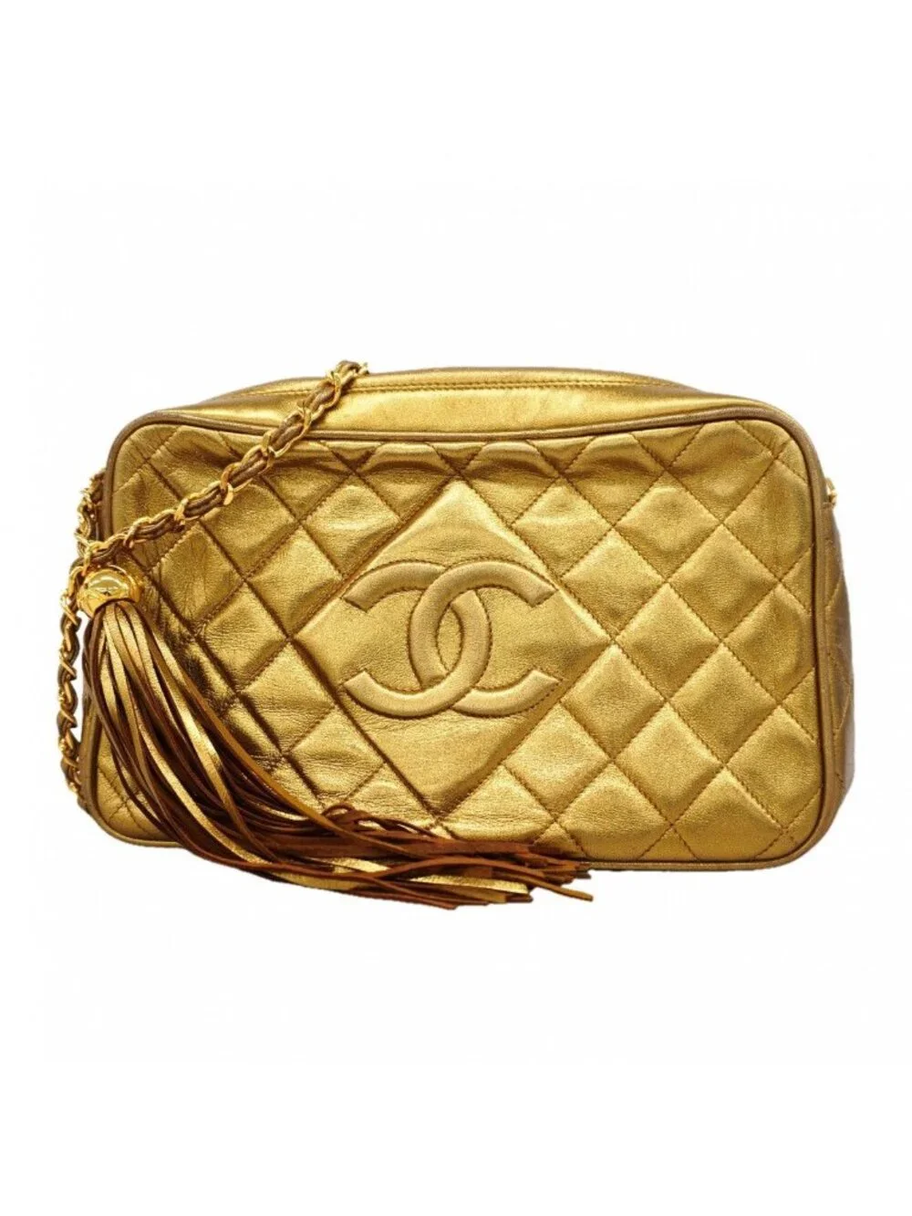 Chanel Shoulder Bag Quilted Lambskin Gold